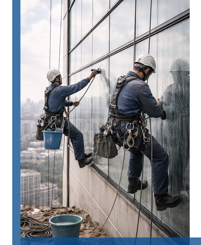 Профессиональная мойка фасадных окон альпинистами в Серове