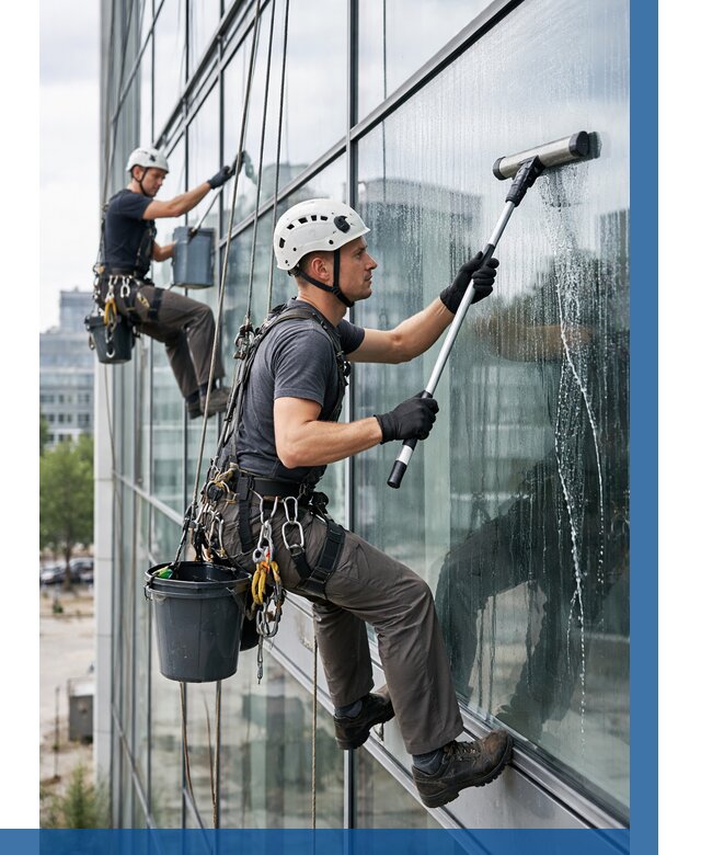 Мойка витражей альпинистами в Серове от 714 р. под ключ|ВЫСОТНИК-Срв