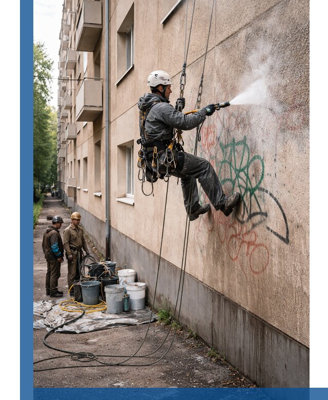 Удаление граффити с фасада в Серове без следов и повреждений