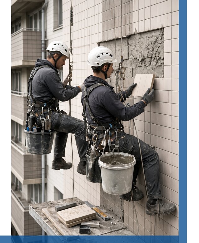 Ремонт облицовки фасада плиткой в Серове от 1836 р. | ВЫСОТНИК-Срв