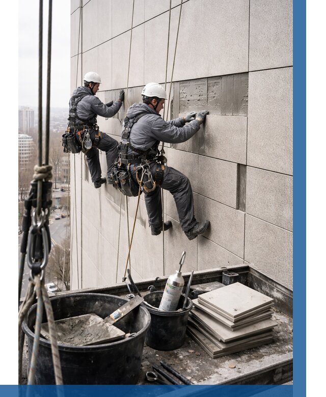 Ремонт фасада из керамогранита в Серове от 2551 р. | ВЫСОТНИК-Срв