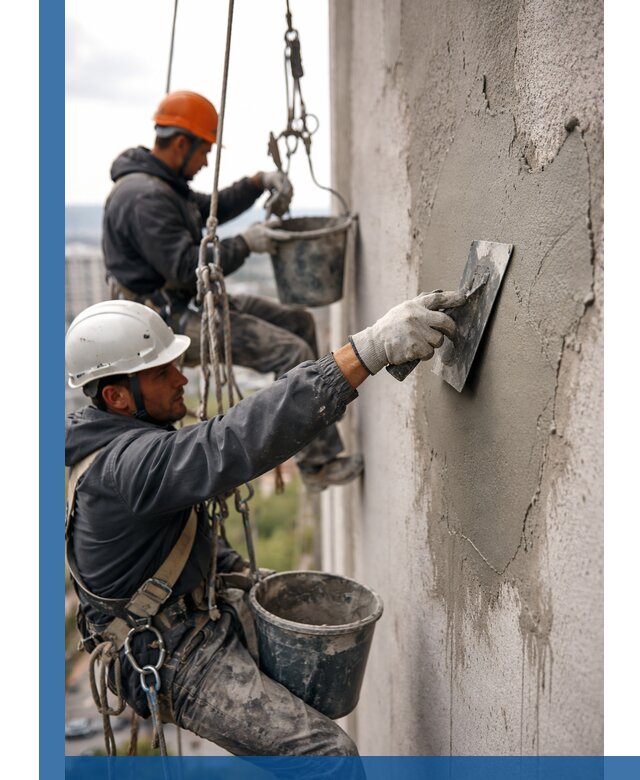 Штукатурка фасада на высоте в Серове профессиональные работы