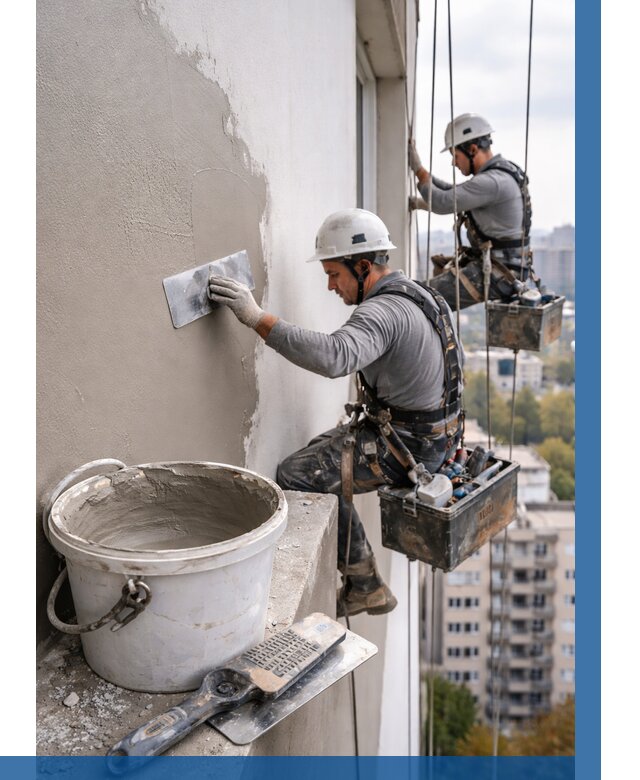 Шпаклевка фасада на высоте в Серове от 714 р. | ВЫСОТНИК-Срв