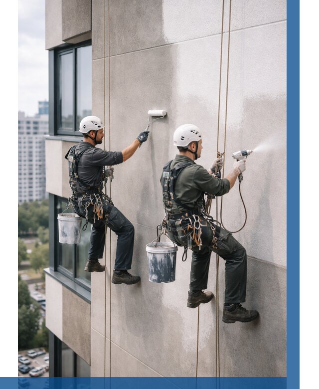 Покраска фасада альпинистами в Серове от 306 р. | ВЫСОТНИК-Срв