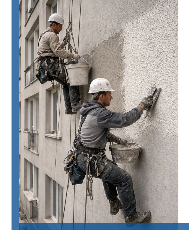 Нанесение декоративной штукатурки короед на фасад в Серове