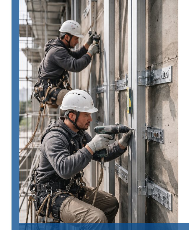 Монтаж и крепление подсистемы вентфасада в Серове