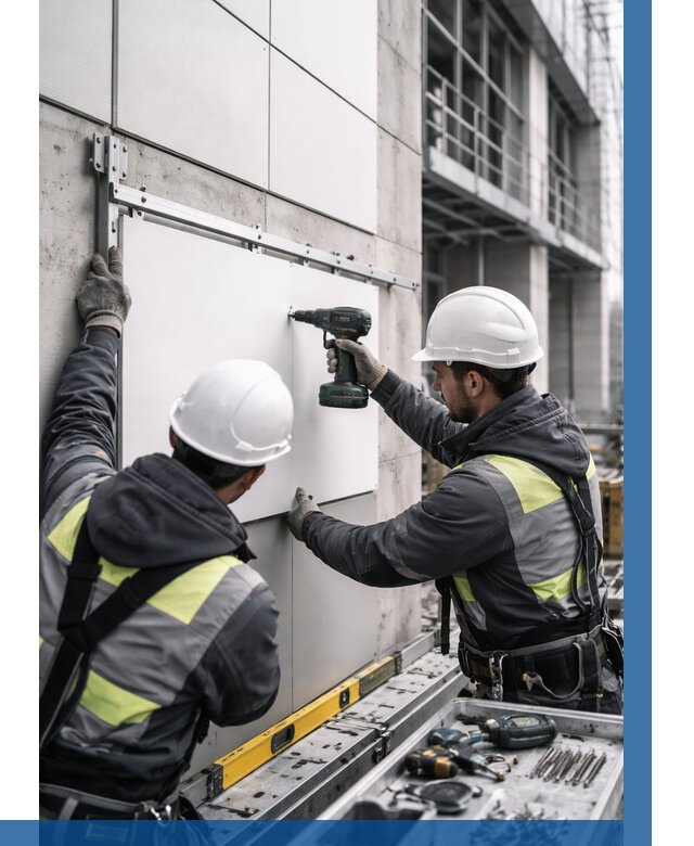 Монтаж композитных панелей фасада в Серове от 2551 р. | ВЫСОТНИК-Срв