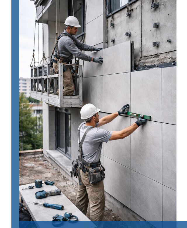 Монтаж керамогранита на фасад в Серове под ключ с гарантией качества