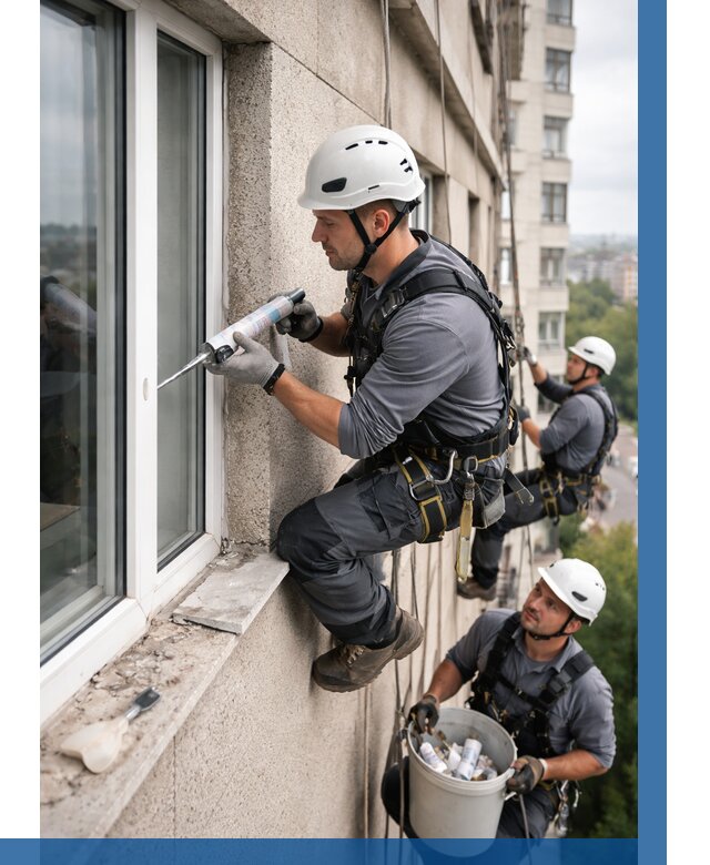 Герметизация оконных швов снаружи в Серове от 1530 р. | ВЫСОТНИК-Срв
