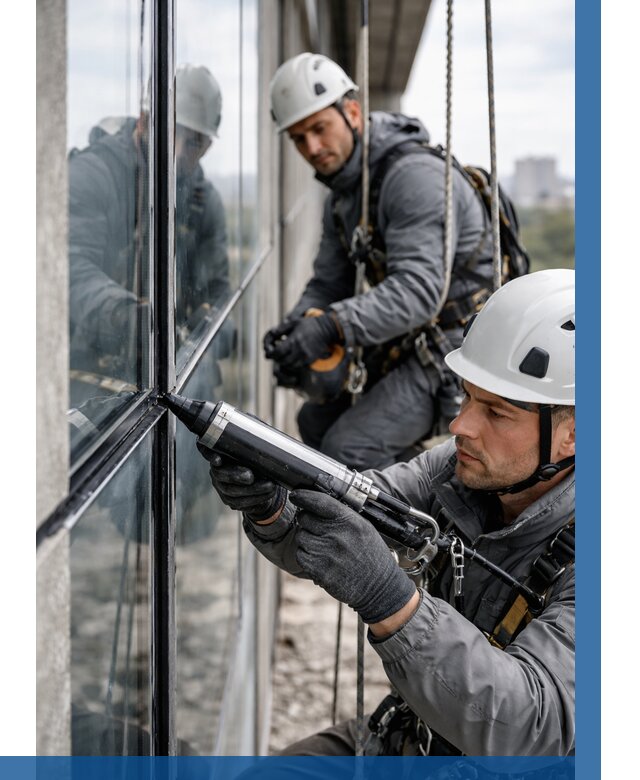 Герметизация витражных швов в Серове от 663 р. | ВЫСОТНИК-Срв