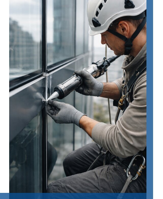 Герметизация стыков витража в Серове от 1224 р. | ВЫСОТНИК-Срв