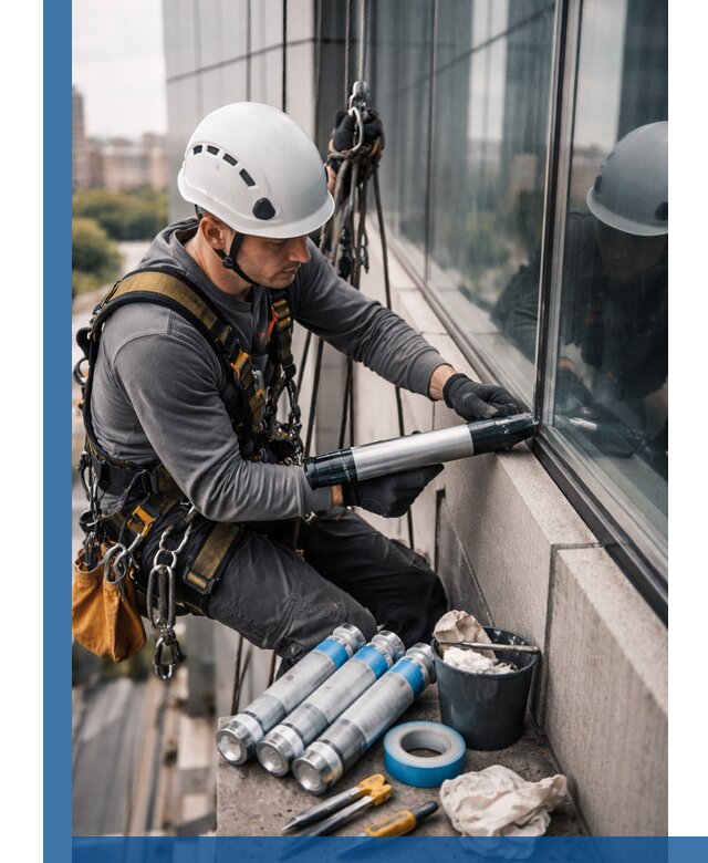 Герметизация стыков витража в Серове для герметичных фасадов