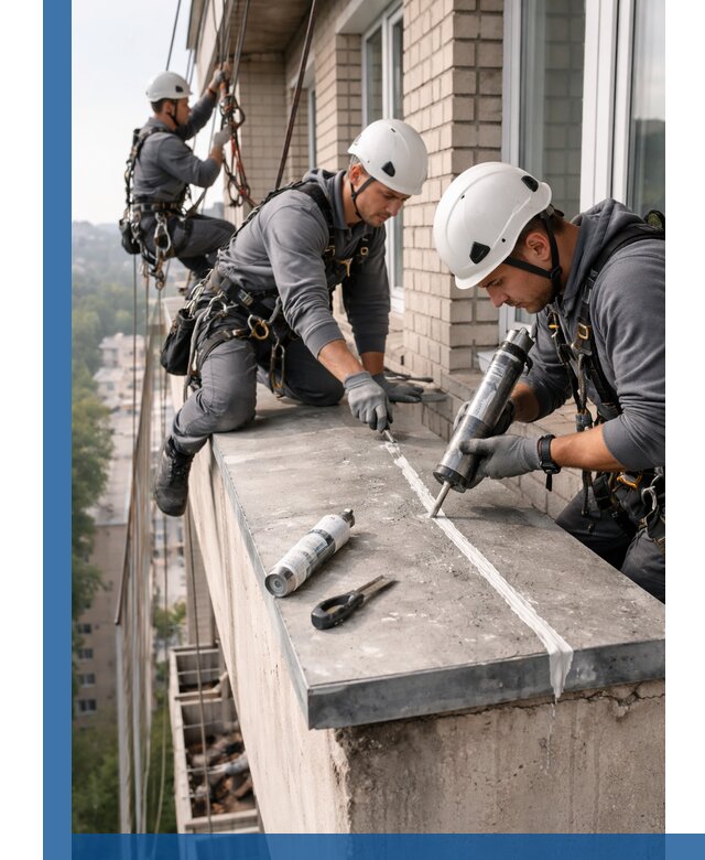 Герметизация балконного козырька в Серове профессионально