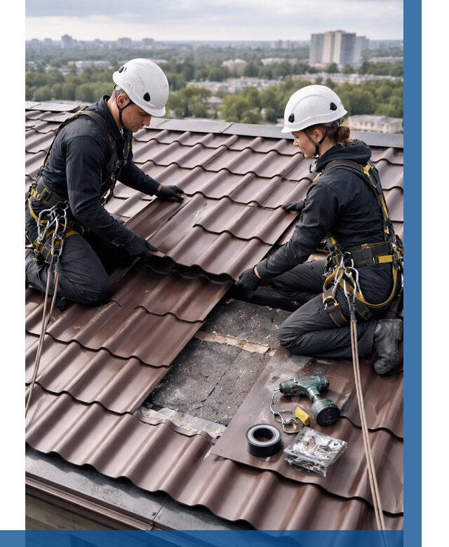 Ремонт металлочерепицы на крыше в Серове от 918 р. | ВЫСОТНИК-Срв