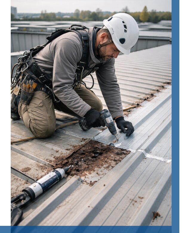 Ремонт профнастила на кровле в Серове от 714 р. | ВЫСОТНИК-Срв