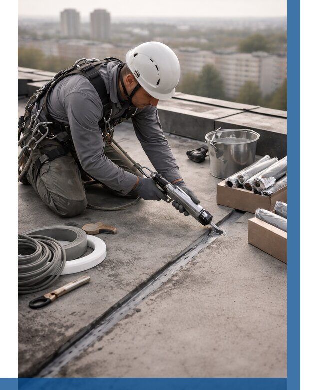 Герметизация швов кровли в Серове от 459 р./м2 | ВЫСОТНИК-Срв