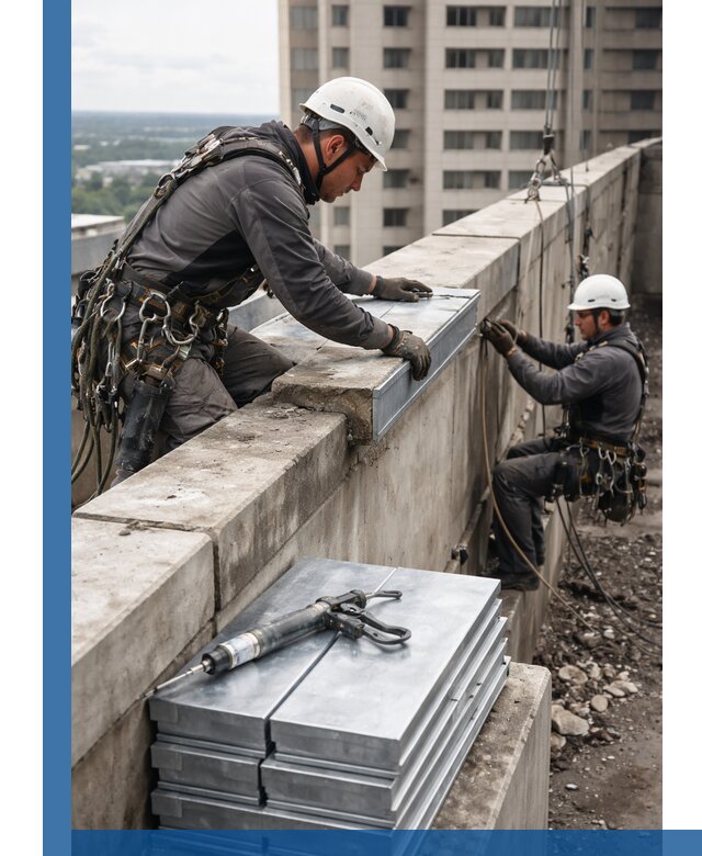 Замена парапетных крышек и установка новых в Серове