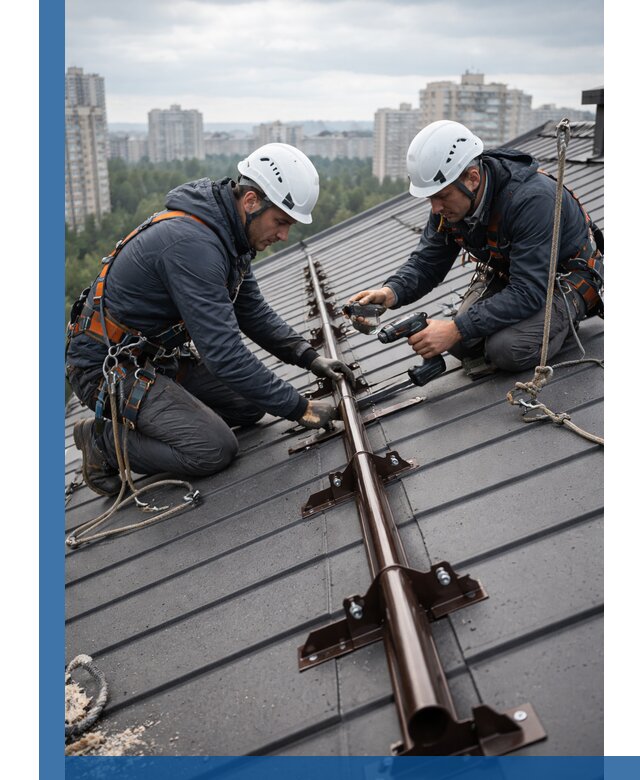 Монтаж снегозадержателей на кровле зданий в Серове под ключ