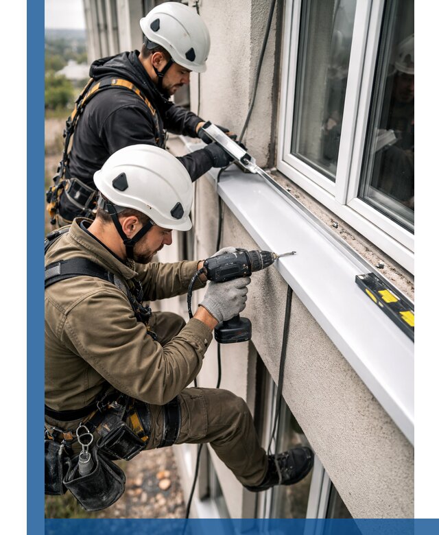 Профессиональный монтаж оконных отливов и отведения воды в Серове