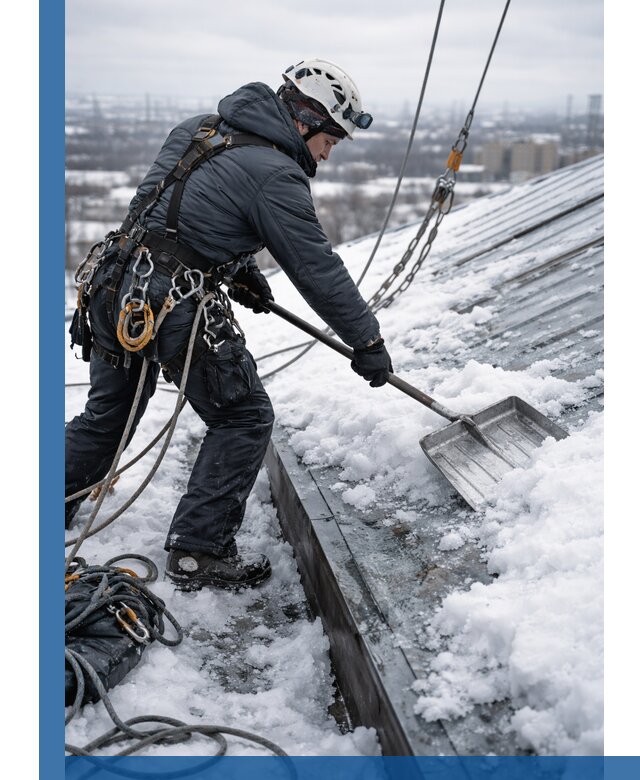 Профессиональная очистка кровли от снега и наледи в Серове