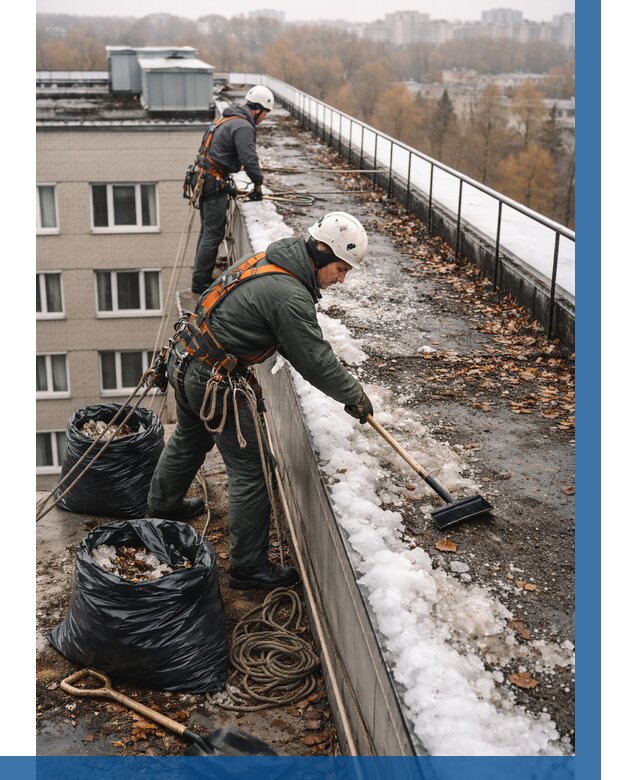 Очистка кровли по периметру в Серове от 561 р. | ВЫСОТНИК-Срв