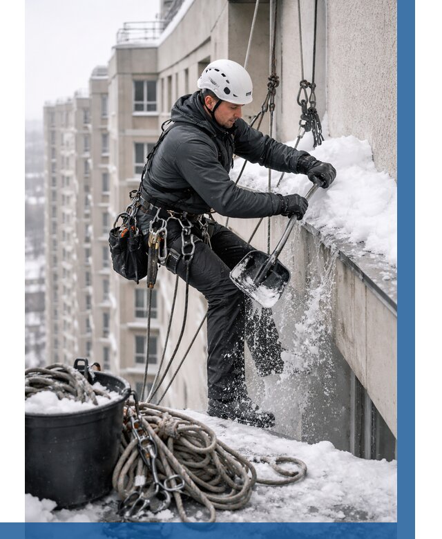 Очистка карнизов от снега в Серове от 306 р. | ВЫСОТНИК-Срв