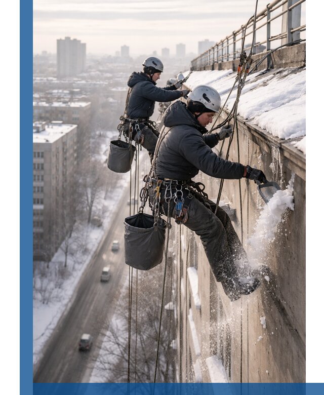 Очистка карнизов от снега в Серове профессионально и безопасно
