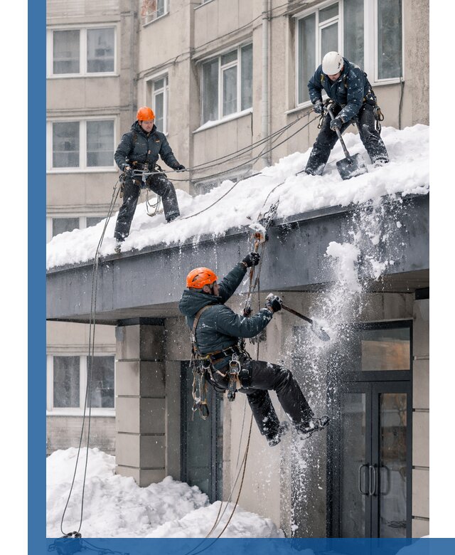 Безопасная очистка навесов от снега в Серове круглогодично