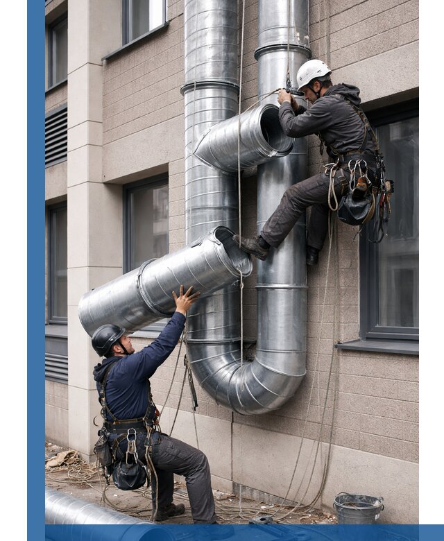 Монтаж фасадных воздуховодов в Серове с герметизацией и крепежом