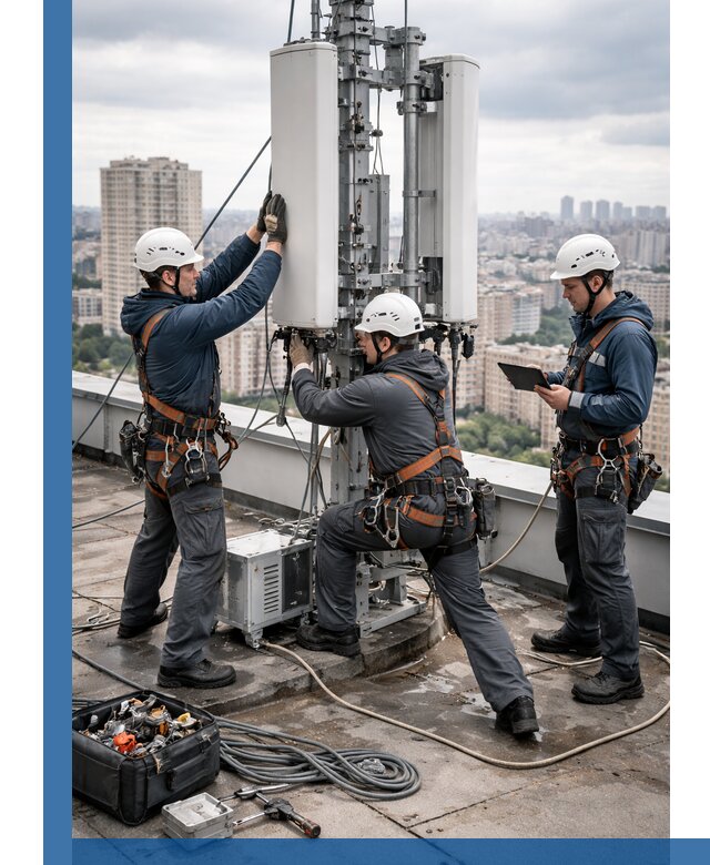 Монтаж антенн связи на крыше в Серове с вводом в эксплуатацию