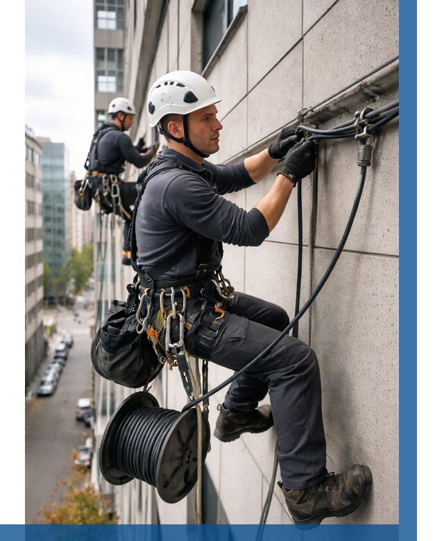 Прокладка кабеля по фасаду в Серове от 357 р. | ВЫСОТНИК-Срв