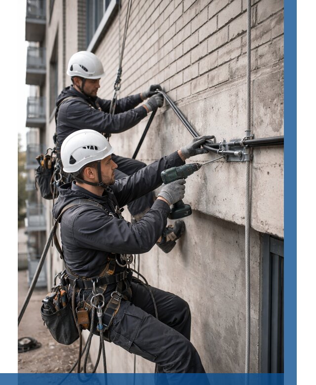 Крепление кабеля на фасаде в Серове от 357 р. | ВЫСОТНИК-Срв