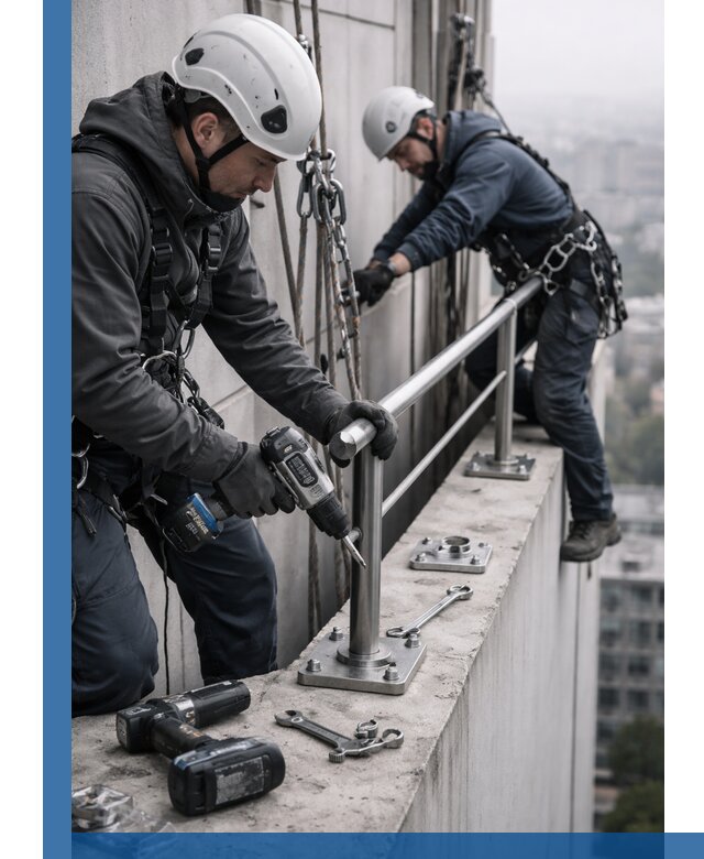 Монтаж перил на высоте в Серове для жилых и промобъектов