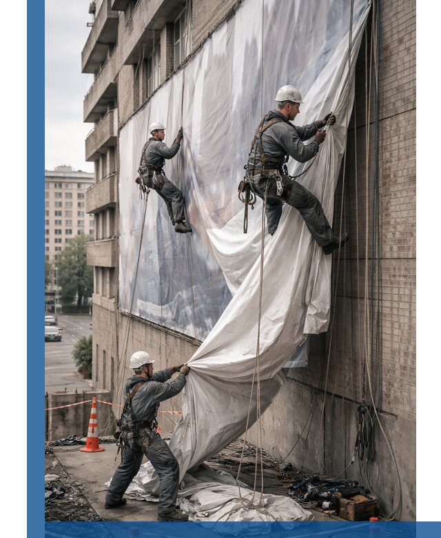 Демонтаж баннеров с фасада в Серове оперативно и безопасно