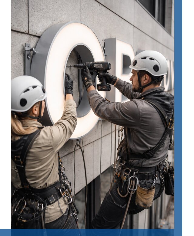 Монтаж световых букв в Серове от 3061 р. под ключ ВЫСОТНИК-Срв