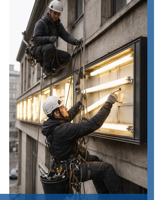 Замена ламп в вывеске в Серове под ключ от 3571 р. | ВЫСОТНИК-Срв