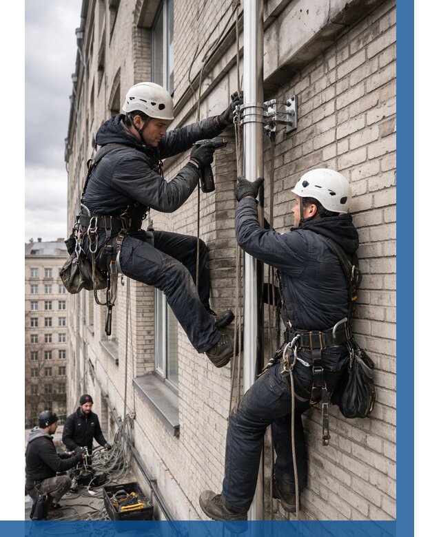 Монтаж флагштока на здании в Серове от 6631 р. | ВЫСОТНИК-Срв