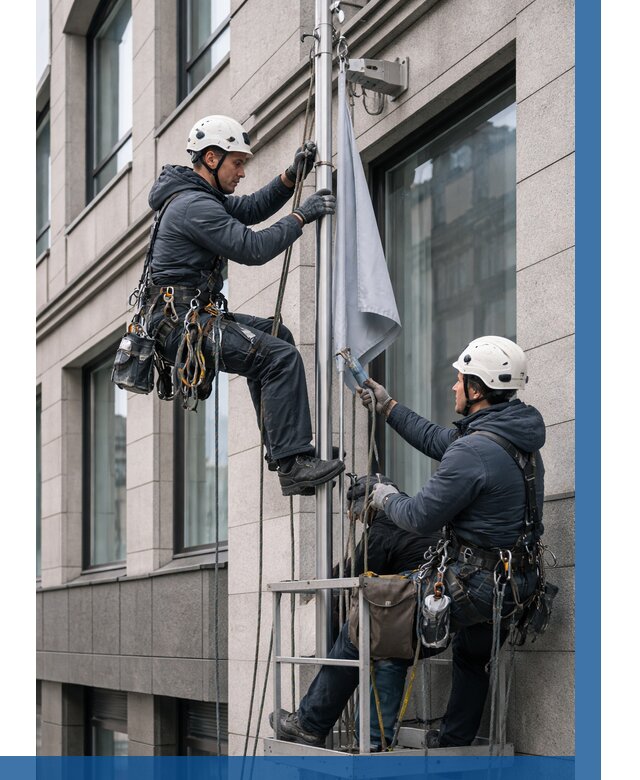 Установка флагов на фасаде в Серове от 4591 р. | ВЫСОТНИК-Срв