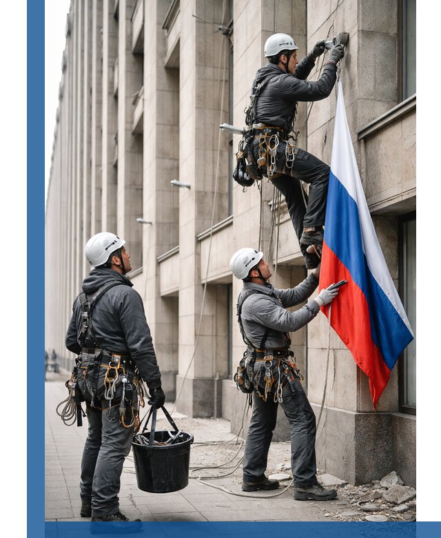 Профессиональная установка флагов на фасаде в Серове