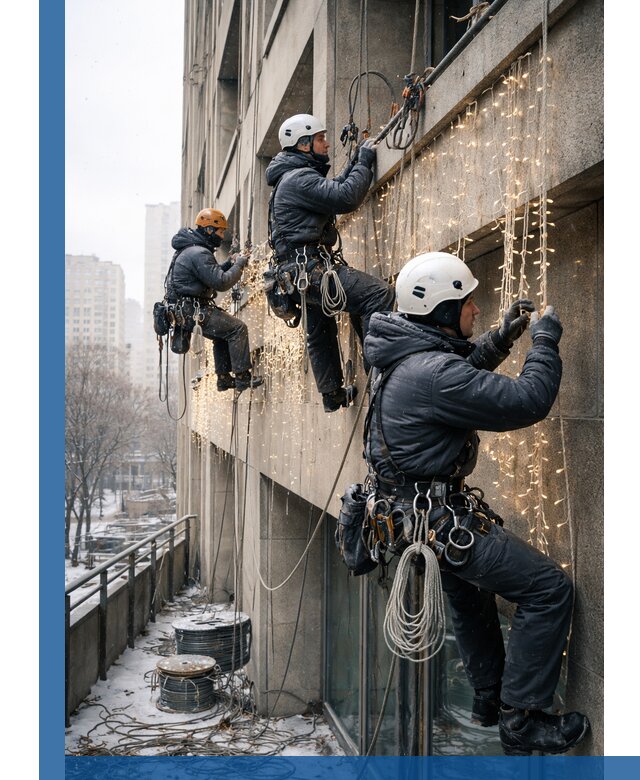 Монтаж новогодней иллюминации и украшение фасадов в Серове