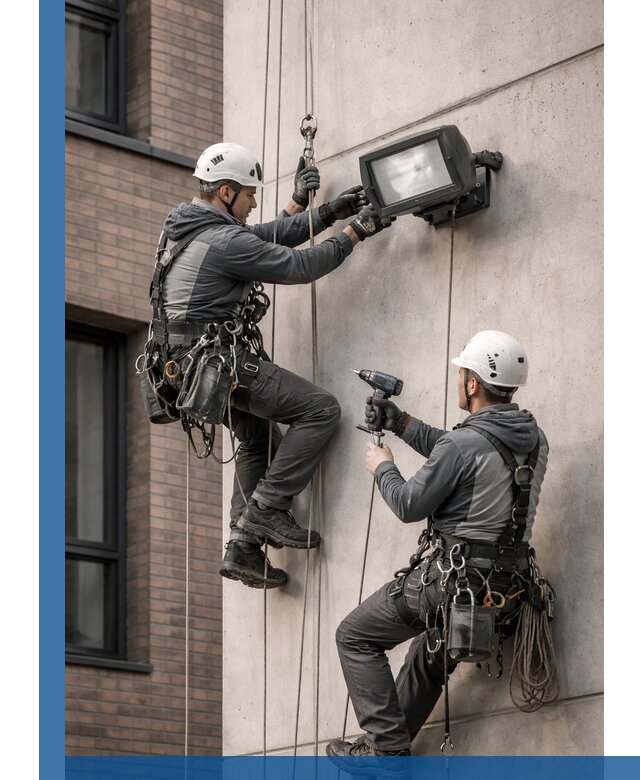 Профессиональный монтаж фасадных прожекторов в Серове под ключ