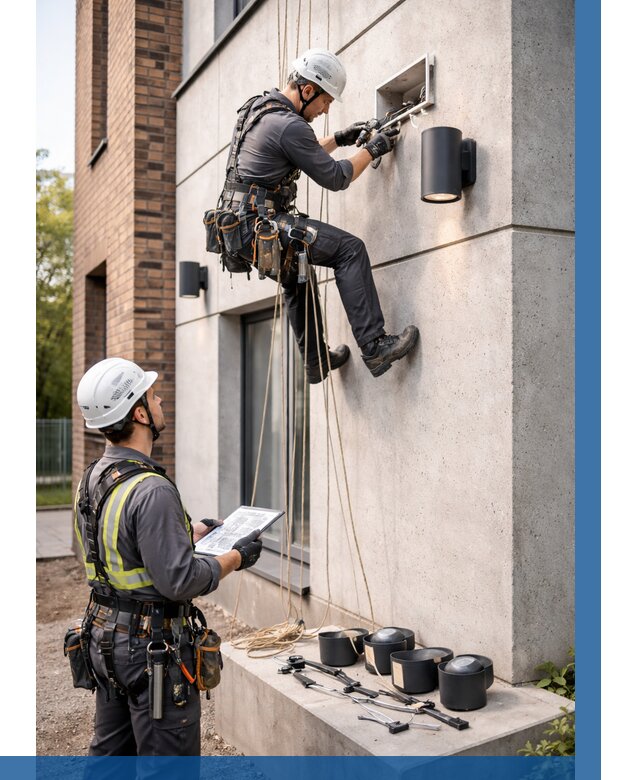 Монтаж фасадного освещения в Серове от 2551 р. | ВЫСОТНИК-Срв