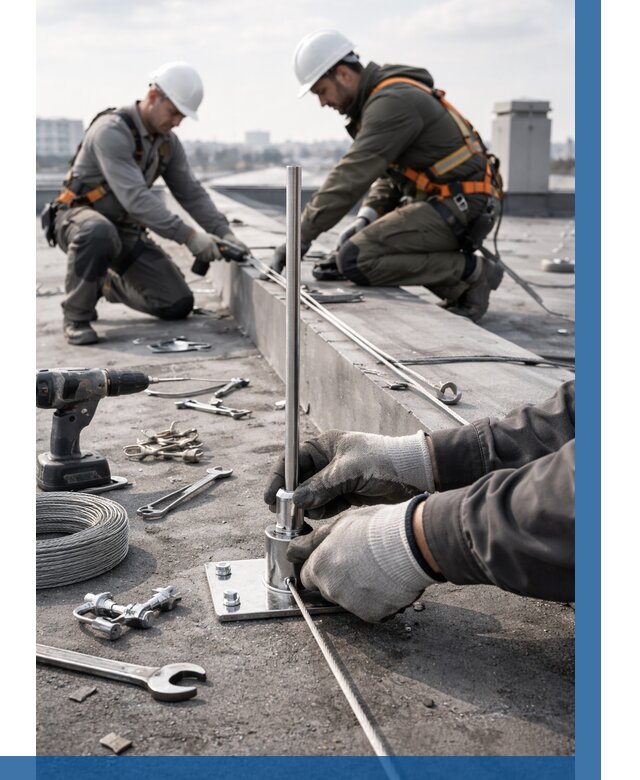 Монтаж молниезащиты на кровле в Серове цена от 25505 р. | ВЫСОТНИК-Срв