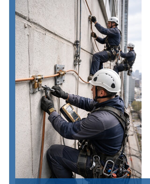 Монтаж системы заземления здания и молниезащиты в Серове