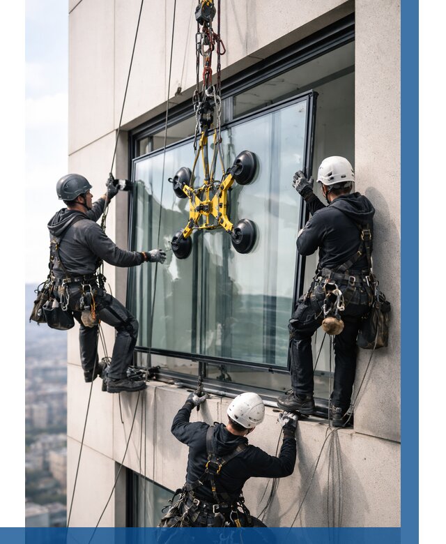 Монтаж стеклопакетов на высоте в Серове от 3265 р. | ВЫСОТНИК-Срв