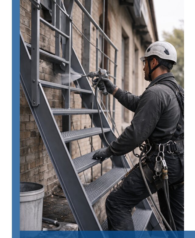 Покраска и антикоррозионная защита пожарных лестниц в Серове