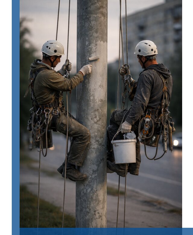 Покраска опор освещения и антикоррозийная защита в Серове