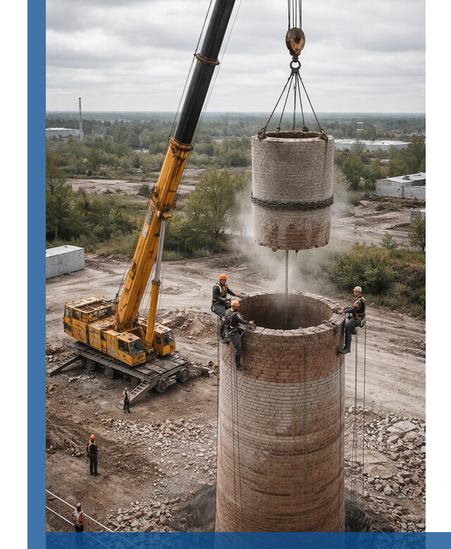 Демонтаж дымовой трубы в Серове с гарантиями безопасности
