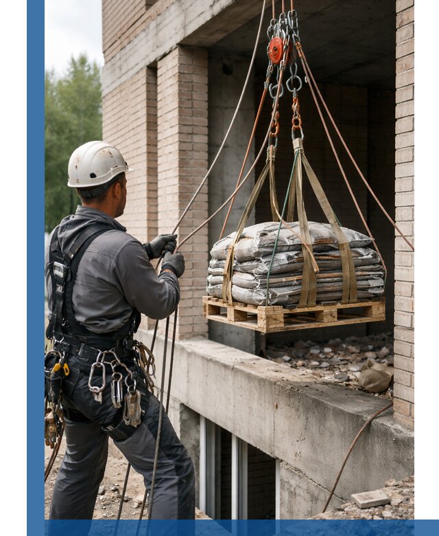 Подъем материалов на этаж веревками в Серове оперативно