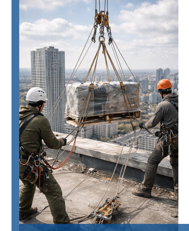 Подъем и монтаж крупногабаритных грузов на крышу в Серове